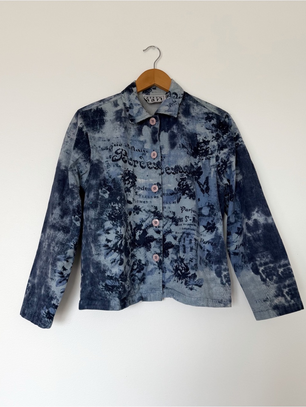 Graphic Print Y2K Grunge Blue Long Sleeve Denim Jacket